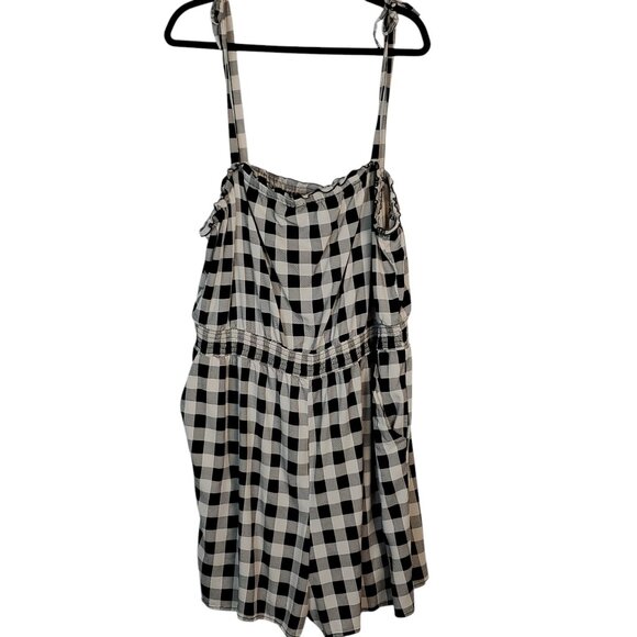 Torrid Pants - Torrid Women Overall Shorts Romper 3 Black Tan Gingham Adjustable Straps Casual